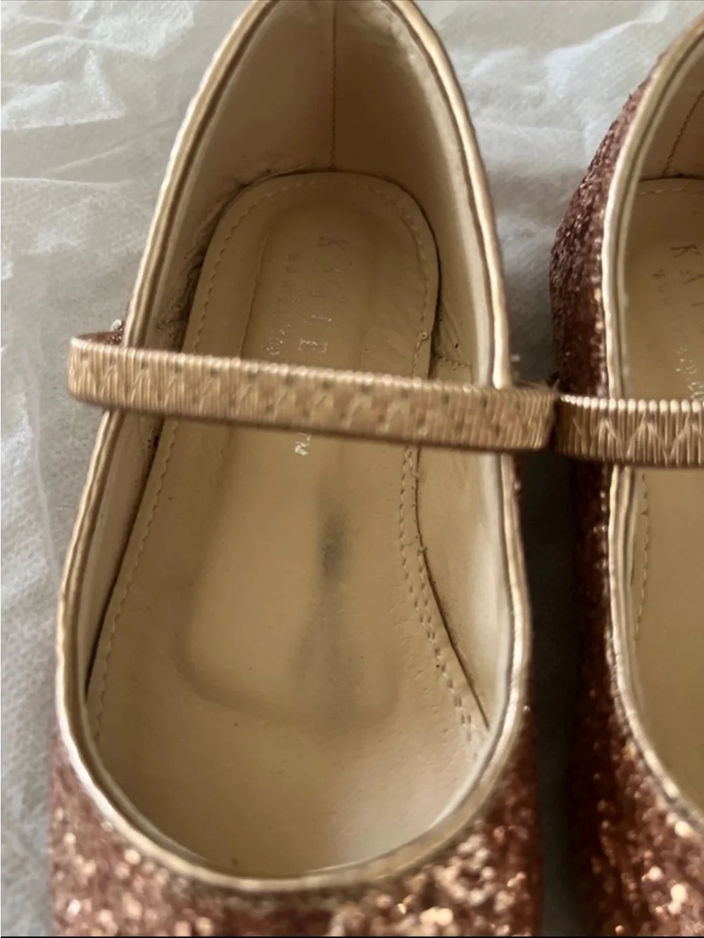 Kailee P. Girls' Rose Gold Glitter Ballerina Flats